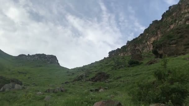 Green mountains of caucasus shot on mobile phone, travel concept — Stock Video