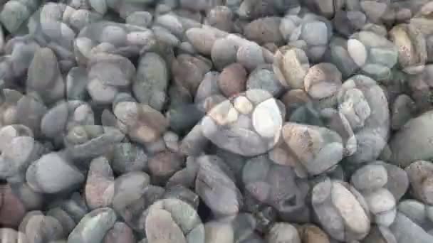 Piedras en la playa cerca de fondo abstracto — Vídeos de Stock