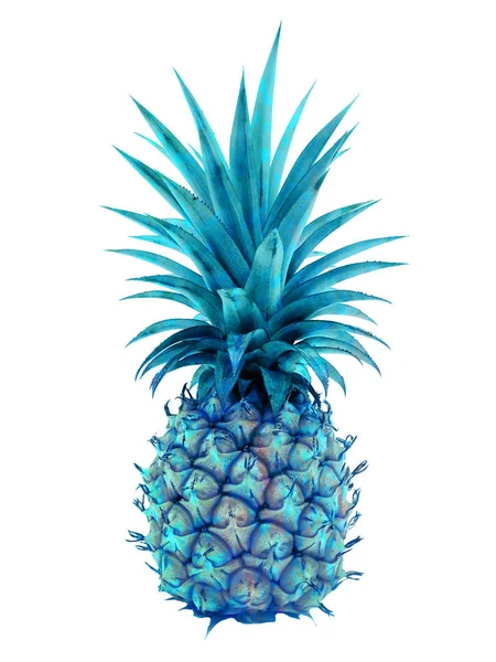 Blaue Ananas Auf Weißem Hintergrund — Stockfoto