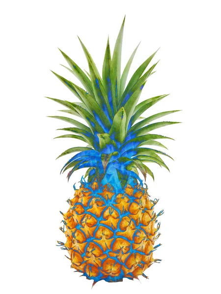 Bunte Ananas Auf Weißem Hintergrund — Stockfoto