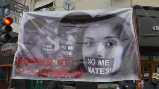 Segno Contro Aborto Nella Città Vicino Congresso Buenos Aires Giugno — Video Stock