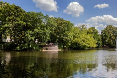Almanya, Köln 'deki Volksgarten Park' ta güzel bir park sahnesi
