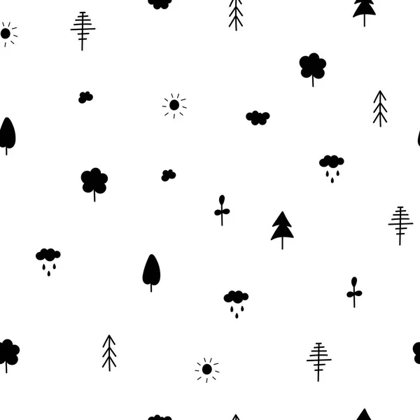 Forêt Jardin arbre nature motif simple sans couture — Image vectorielle