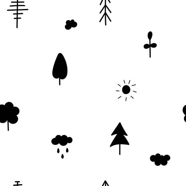 Forêt Jardin arbre nature motif simple sans couture — Image vectorielle