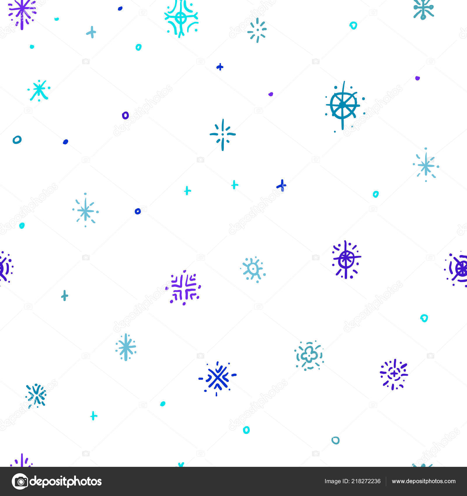 Winter Doodles Hand Drawn Snowflakes Doodles Seamless