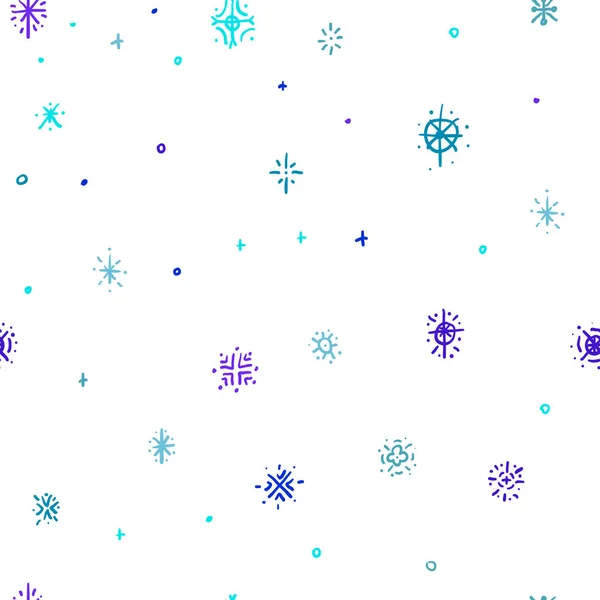 冬季涂鸦手工绘制雪花涂鸦无缝图案 简单的矢量雪为明信片和海报平面设计纺织品 包装纸 手绘风格的圣诞背景 — 图库矢量图片