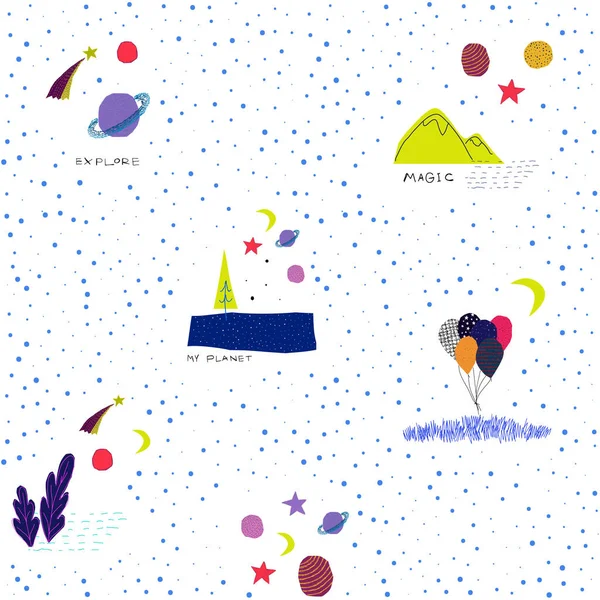 Universe space tree Nature Star seamless pattern