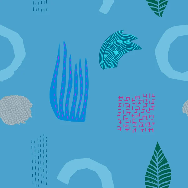 青い川の草の流れ流れシームレスなパターン — ストックベクタ