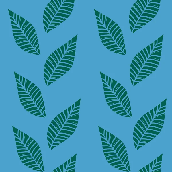 Blue green leaf grass stream seamless pattern — Stock Vector