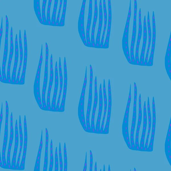 青い川のハーブ草抽象的なシームレスなパターン — ストックベクタ