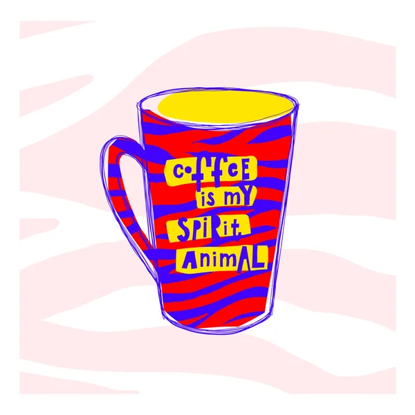 Cita amor café tipografía espíritu animal taza — Archivo Imágenes Vectoriales