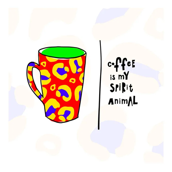 Цитата любові типографія кави дух тварин чашка — стоковий вектор