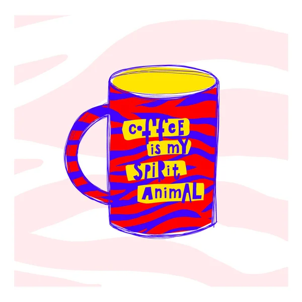 Цитата любовь кофе типографика дух животных Кубок — стоковый вектор