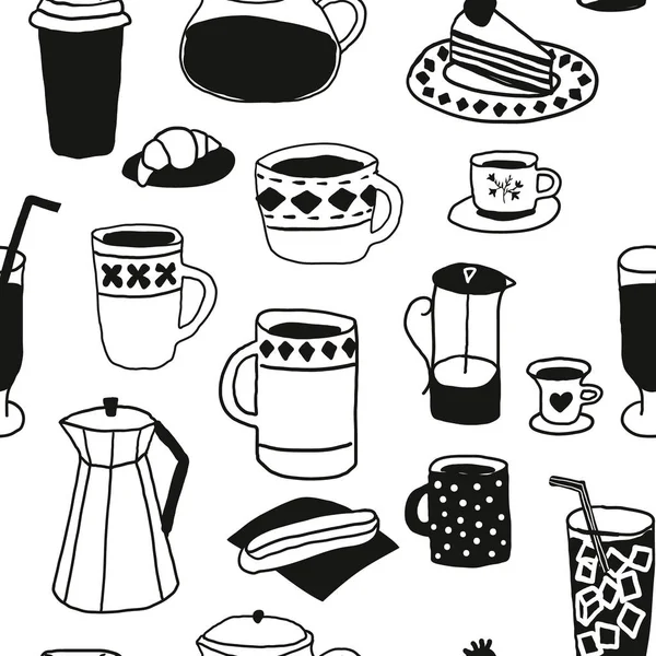 Amore caffè bevanda tipografia casa modello senza soluzione di continuità — Vettoriale Stock