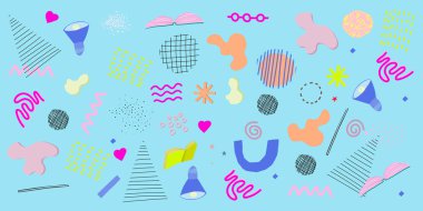 Mavi Geometrik soyut kesme elemanları üstbilgi