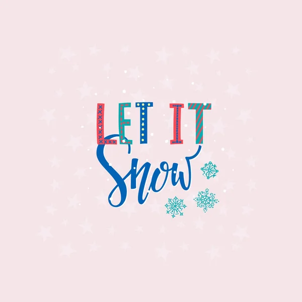 Deixe neve Natal lettering typography card — Vetor de Stock