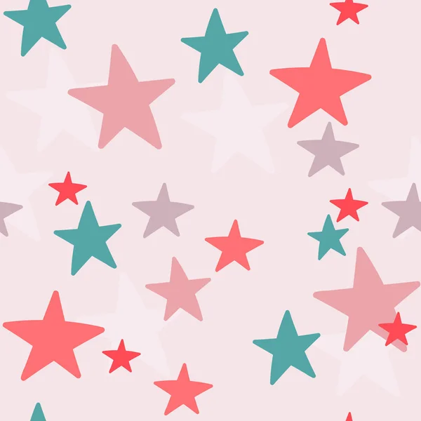 Kerst sterren crème typografie naadloze patroon — Stockvector