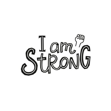 Ben güçlü kağıt cutout gömlek alıntı yazı duyuyorum