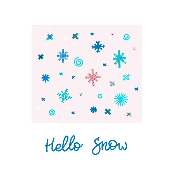 Ciao neve inverno Natale fiocco di neve stagione card — Vettoriale Stock