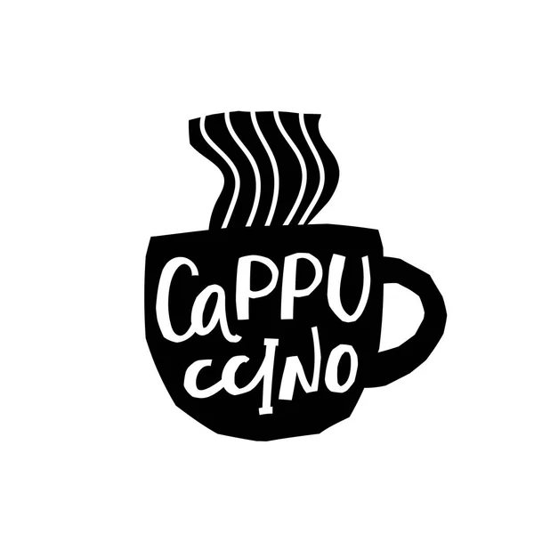 Koffie Cappuccino shirt citeer belettering — Stockvector