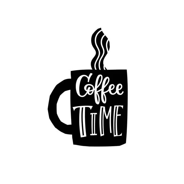 Kaffe tid skjorta offert bokstäver — Stock vektor