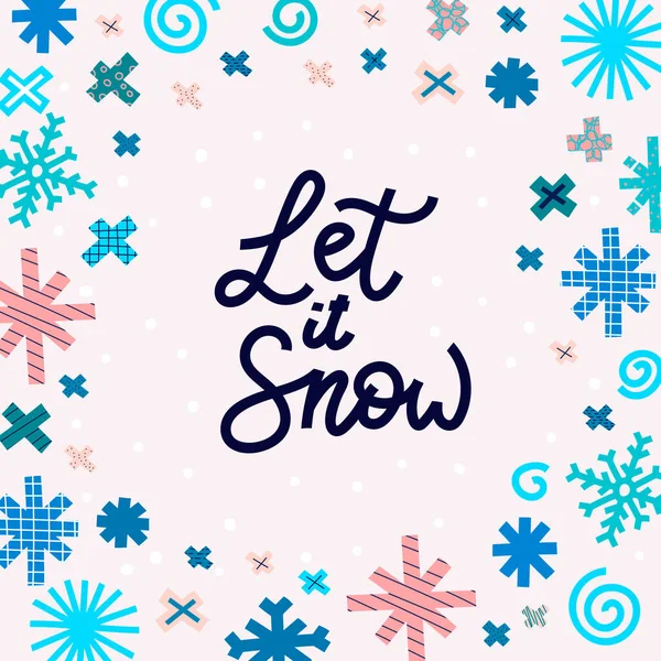 Lasciate che nevichi inverno fiocco di neve carta cornice di Natale — Vettoriale Stock