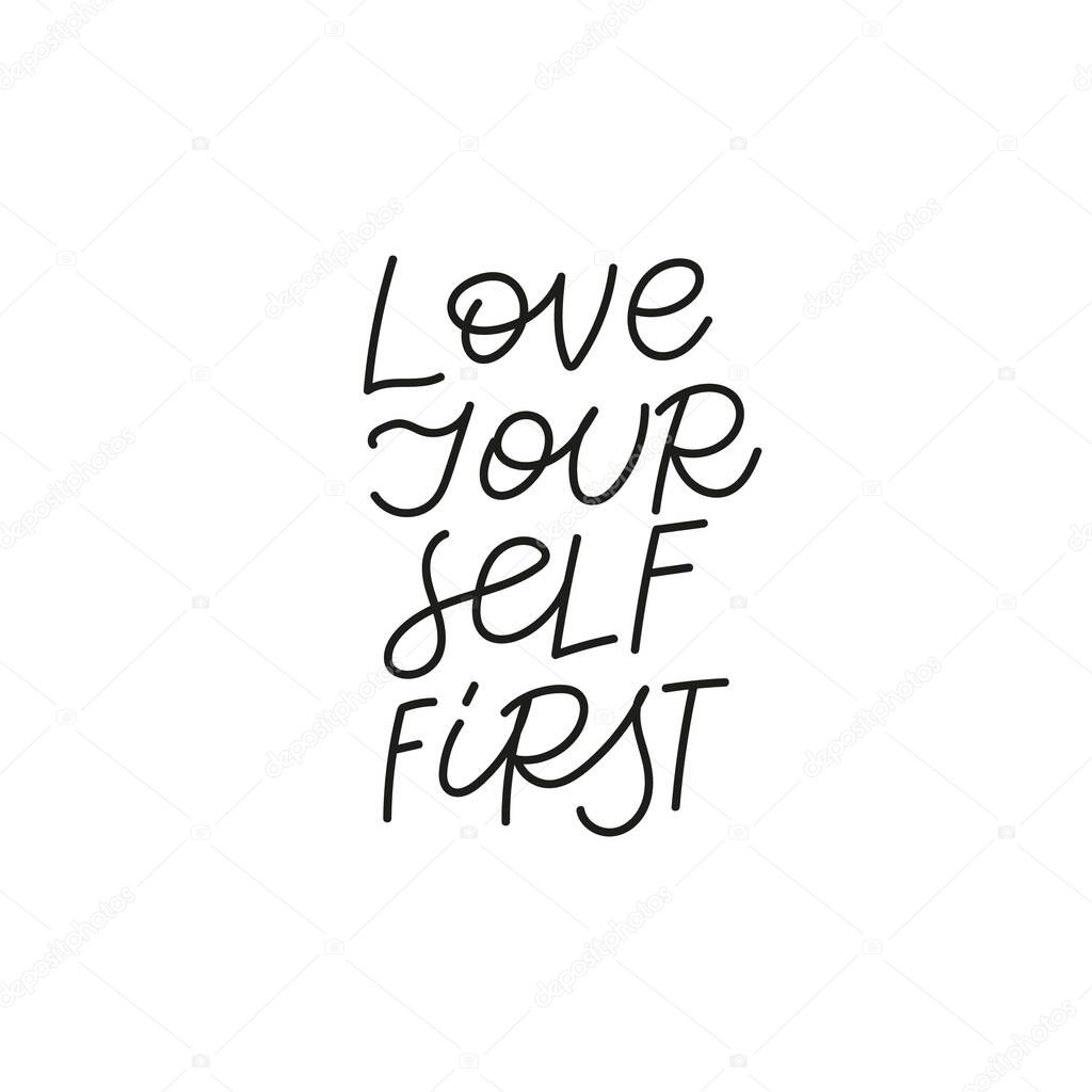 Love your self calligraphy quote lettering sign