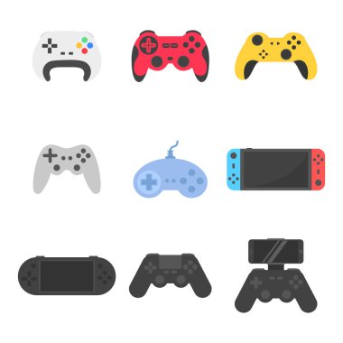 Simge retro ve modern gampads ve joystick oyun daire için ayarla