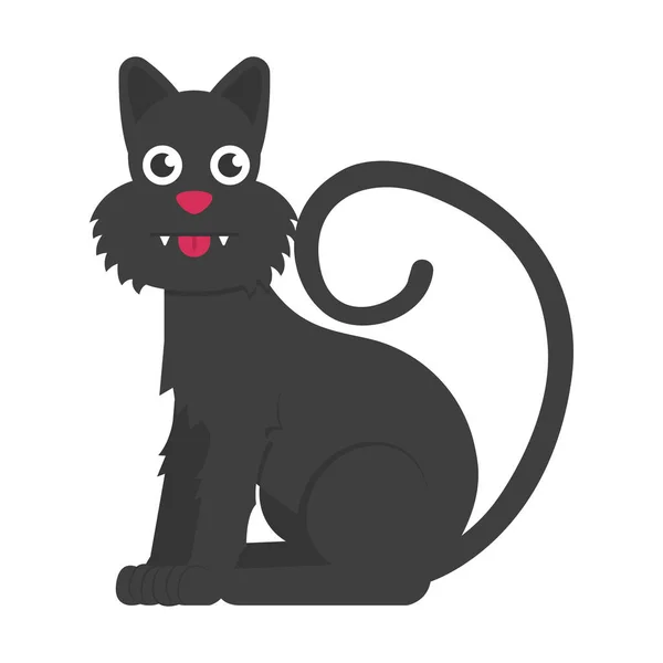 尾が長い黒猫 — ストックベクタ