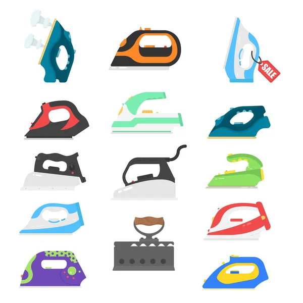 Set Icono Plano Eléctrico Moderno Hierro Retro — Vector de stock