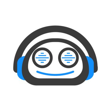 Bot ile kulaklık simgesi konsept illüstrasyon izole beyaz arka plan üzerinde modern