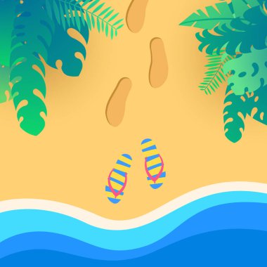 COA'ları tropikal plaj orman yaprak ile floplar flip