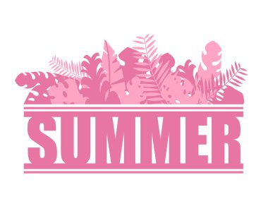 Egzotik orman tropik pembe bırakır ve bitkiler yaz yazı