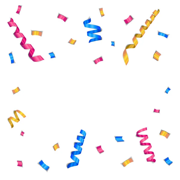 Confetti And Serpentine Ribbons Vector Background Isolated On