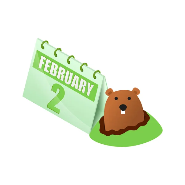 Groundhog Hole Groundhog Day Isometric February Isolated — Stock Vector