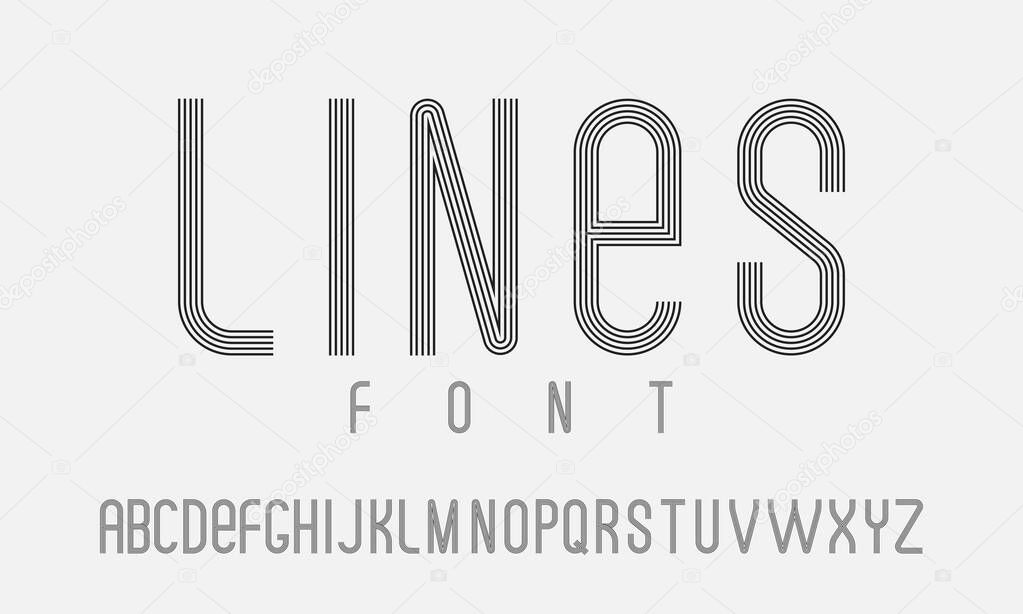 Modern font consisting of parallel lines and with rounded corners