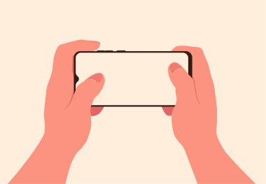 İki el yatay olarak akıllı telefonu izole etti. Mobil oyun konsepti