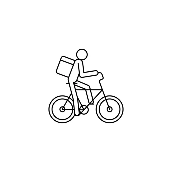 オンライン配送アプリケーションのための配達バッグアイコン付き自転車の宅配便 — ストックベクタ