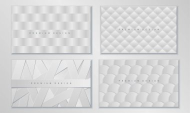 Beyaz zemin üzerinde farklı kağıt geometrik şekiller ile premium soyut modern ayarla