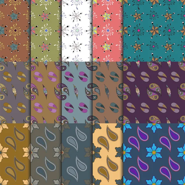 Reihe Von Bunten Stoffmustern Endlose Textur Kann Für Stoff Textilien — Stockvektor
