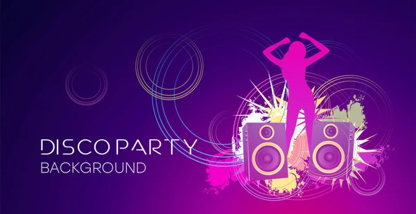 Disco Party Poster Party Background Speakers Colored Circles — Stock Vector
