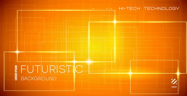 Abstrakter Glühender Hintergrund Leuchtende Quadratische Rahmen Auf Orangefarbenem Hintergrund — Stockvektor
