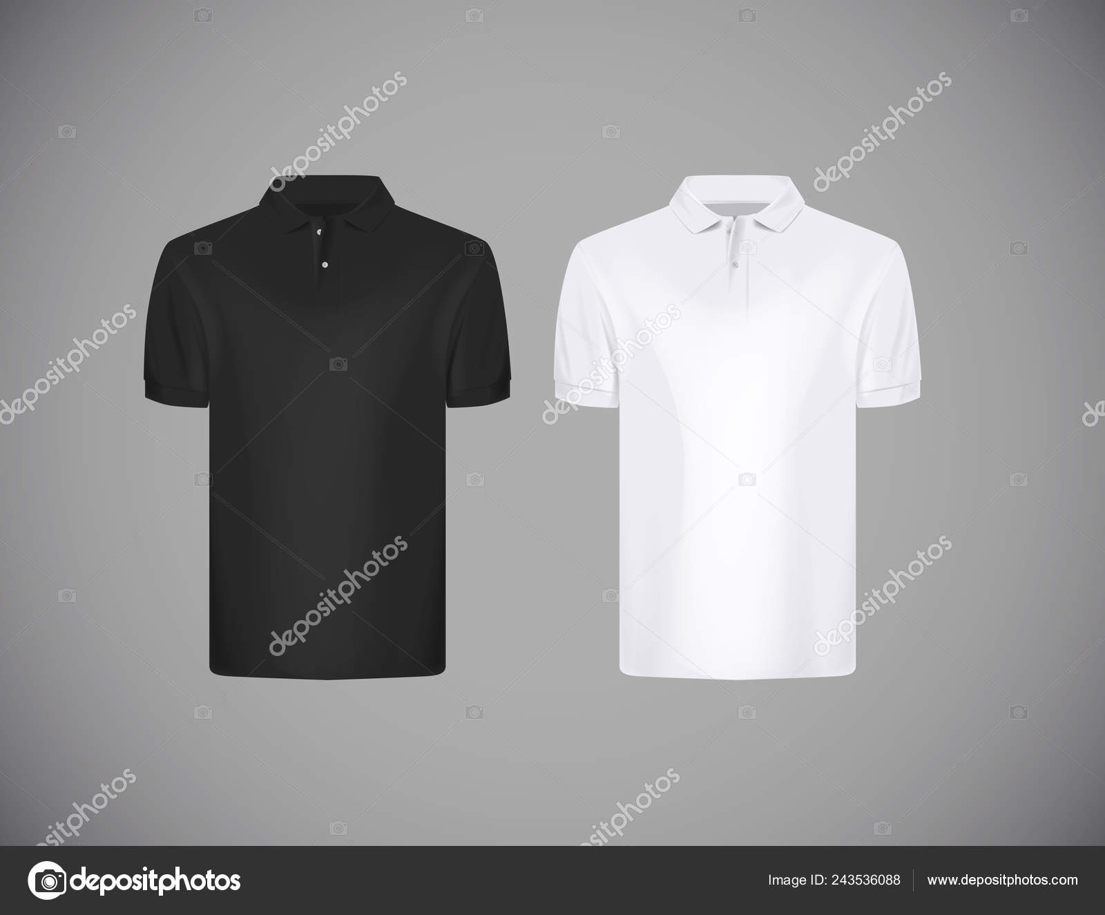 Men's Slim Fitting Short Sleeve Polo Shirt Black White Polo Stock ...