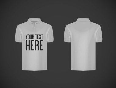 Erkekler ince yapılı dar kısa kollu polo gömleği ile yazı reklam için. Marka için gri polo gömlek izole mock-up tasarım şablonu.