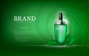 Damlalık şişe serum özü çay. Cilt Bakımı kollajen hyaluronik nem formül ile tedavi petek tasarım öğeleri. Dna sarmalı koruma ve çözüm kaldırma yaş damla