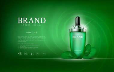 Damlalık şişe serum özü çay. Cilt Bakımı kollajen hyaluronik nem formül ile tedavi petek tasarım öğeleri. Dna sarmalı koruma ve çözüm kaldırma yaş damla