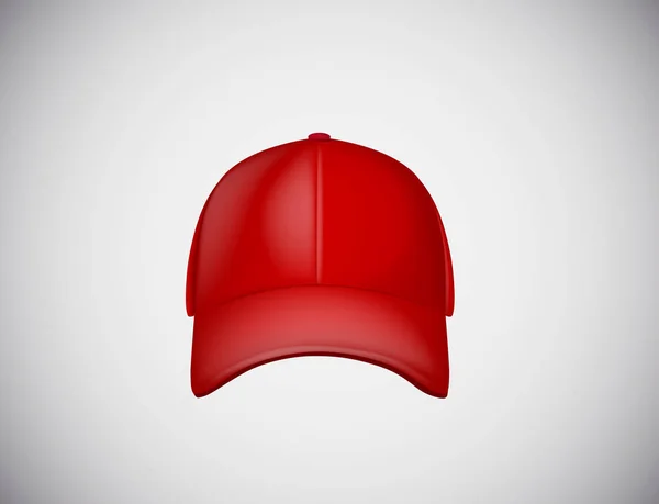 Realista Vista Frontal Gorra Béisbol Roja Aislado Fondo Blanco Vector — Vector de stock