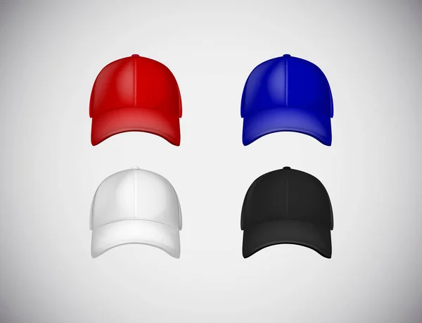 Baseball Cap Template Collection Uniform Fashion Blank Hat Design Sport — Stock Vector