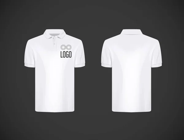 Schmal Geschnittenes Kurzarm Poloshirt Mit Werbe Logo Für Männer Weiße — Stockvektor