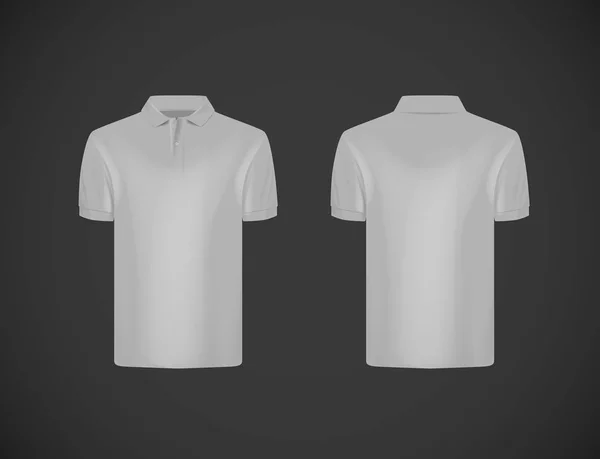 メンズ スリム フィット半袖ポロシャツ ブランドのグレーのポロシャツ モックアップ デザイン テンプレート — ストックベクタ